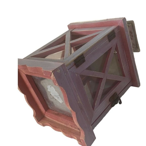 Vintage Distressed Wooden Glass Barn Door Lantern - Picture 8 of 10